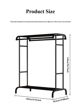 Закачалка за дрехи с поставка за обувки черна